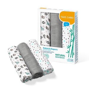 BabyOno bamboo diapers 3pcs, Grey  - Pippi