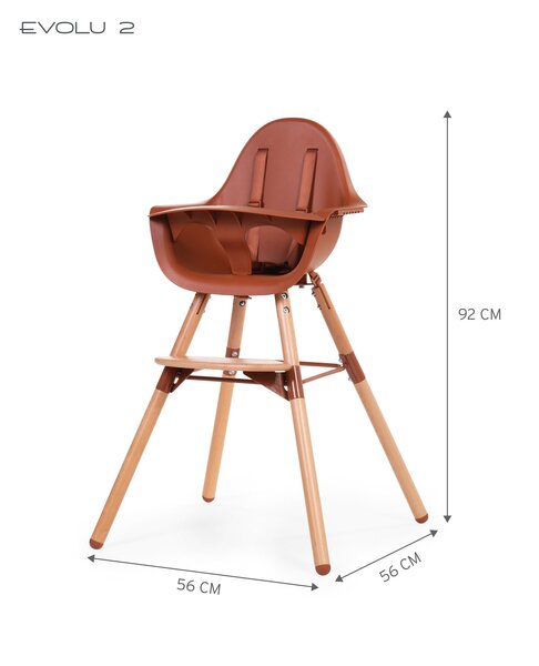 Childhome Evolu 2 high chair 2in1 with bumper, Natural Rust - Childhome