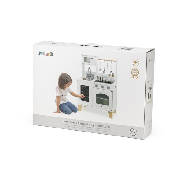 PolarB Little Chefs Kitchen with Light and Sound - Classic White - PolarB