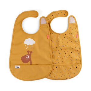 Done by Deer Bib with velcro 2-pack Raffi Mustard - Elodie Details