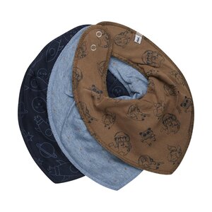 Pippi Bandana Bib (3-pack), Ashley Blue - NAME IT