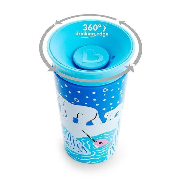 Munchkin Sippy Cup 2pk 266ml Wildlove Miracle 360   Polar Bear/Orca - Munchkin