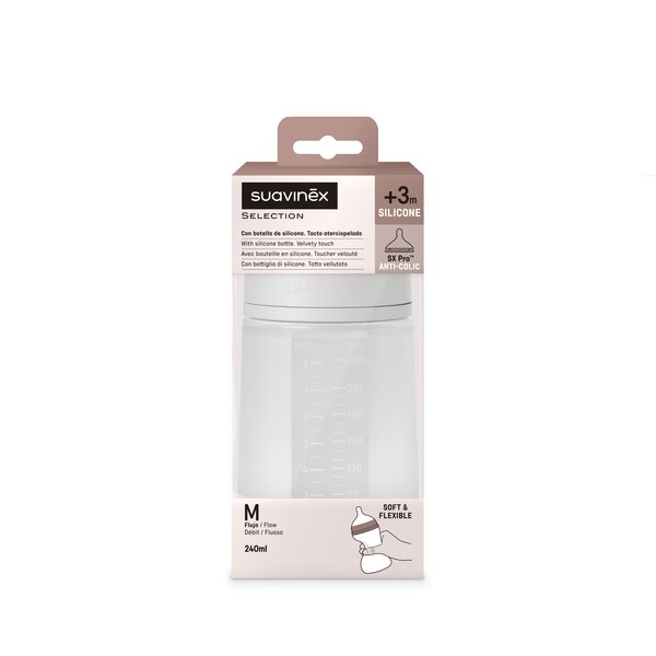 Suavinex silicone feeding bottle 240 Medium flow  - Suavinex