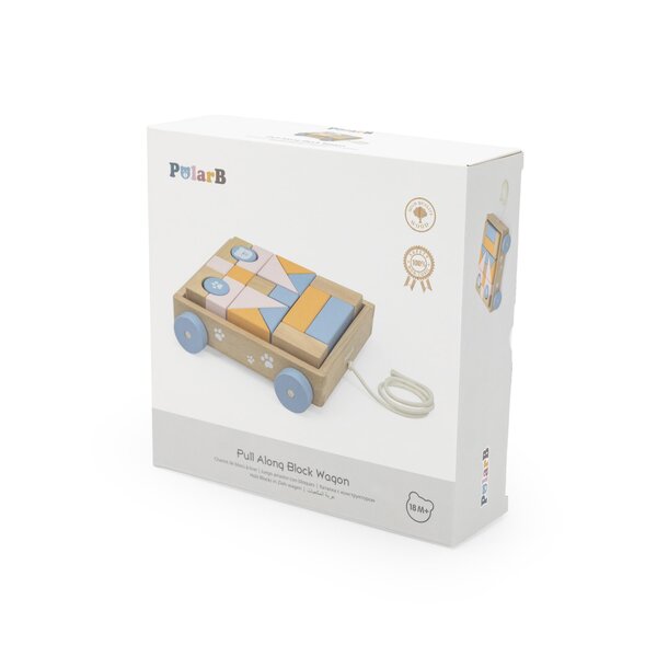 PolarB Pull Along Block Wagon Multicolor - PolarB