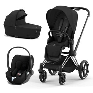 Cybex Priam V4 vežimėlio komplektas 2in1 Sepia Black, Frame Chrome Black , Cloud T automobilinė kėdutė - Cybex