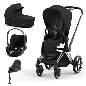 Cybex Priam V4 ratu komplekts 3in1 Sepia Black,Chrome Black rāmis,Cloud T autokrēsls + bāze T isofix - Cybex