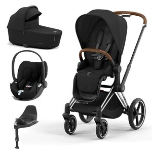 Cybex Priam V4 vežimėlio komplektas 3in1 Sepia Black,Chrome Brown, Cloud T automobilinė kėdutė + Base T  - Cybex