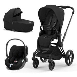 Cybex Priam V4 vežimėlio komplektas 2in1 Sepia Black, Matt Black frame, Cloud T automobilinė kėdutė - Cybex