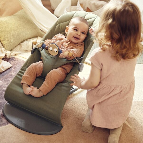 BabyBjörn bouncer Bliss, Woven/Petal Dark Green - BabyBjörn