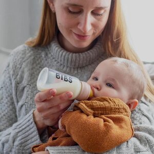 Bibs glass feeding bottle 225ml, Ivory - Bibs