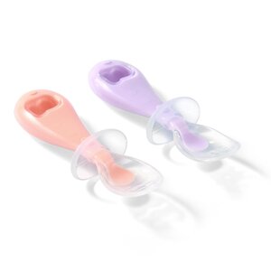 BabyOno Silicone spoons 2pcs Pink/Purple - BabyOno