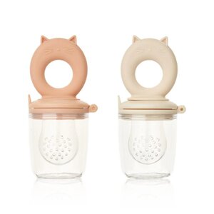 Liewood Miranda Cat Shape Food Feeder 2-Pack, Tuscany rose / Apple blossom - Liewood