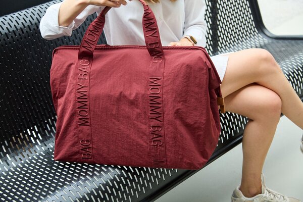 Childhome Mommy Bag Large Signature Urban Burgundy - Childhome