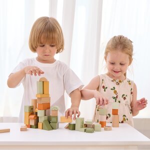 PolarB деревянная игрушка Wooden Blocks (50 pcs) - Green Forest - PolarB
