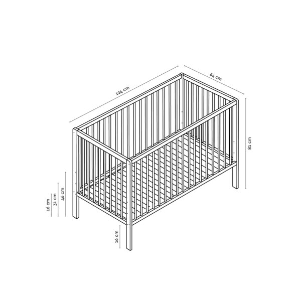 Tinynord cot Lassy 60x120cm, Natural - Tinynord