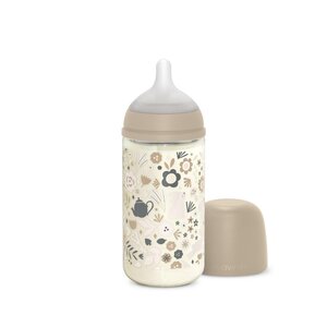 Suavinex Glass Bottle Slow flow 240ml Wonderland, Beige - Suavinex