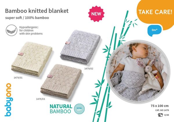 BabyOno bamboo knitted blanket 75x100cm, Beige - BabyOno