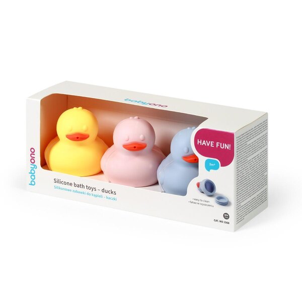BabyOno silicone bath toys 3pcs, Ducks - BabyOno