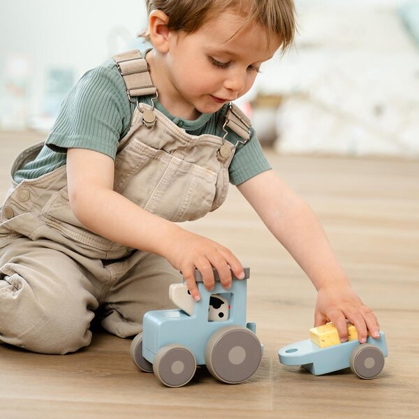 Done by Deer деревянная игрушка Tiny farm tractor Dotti Blue - Done by Deer