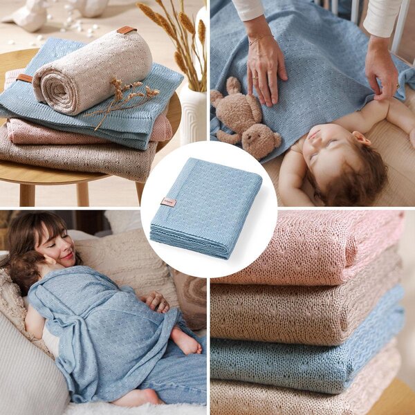 BabyOno kootud bambustekk 75x100cm, Blue - BabyOno