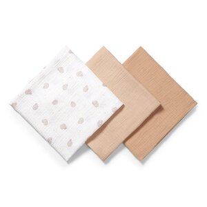 BabyOno crinkled muslin diapers 70x70cm, Beige 3pcs  - BabyOno