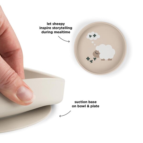 Done by Deer silicone Stick&Stay plate Tiny farm Sand - Done by Deer