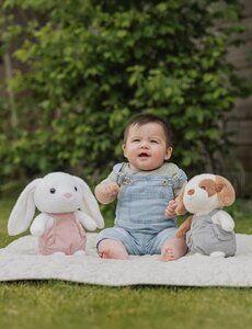 Teddykompaniet soft toy 22cm, Dog with Dungarees  - Teddykompaniet