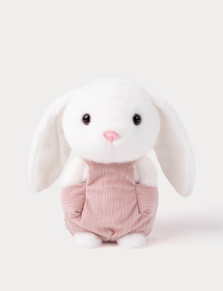 Teddykompaniet soft toy 22cm, Bunny with Dungarees White - Teddykompaniet