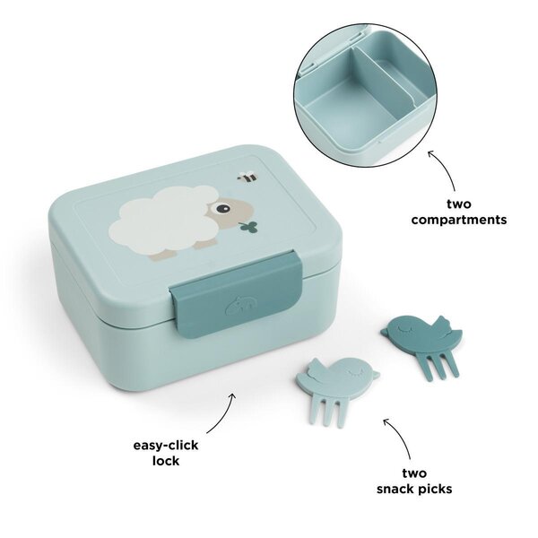 Done by Deer Lunch box with snack picks Tiny farm Blue - Done by Deer