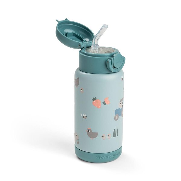 Done by Deer Insulated straw bottle Tiny farm 340ml Blue - Done by Deer