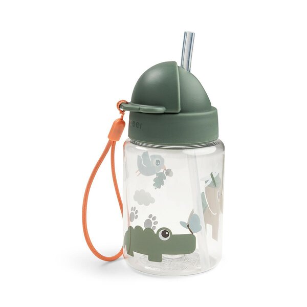 Done by Deer бутылочка с соломинкой Tiny trails 280ml, Green - Done by Deer