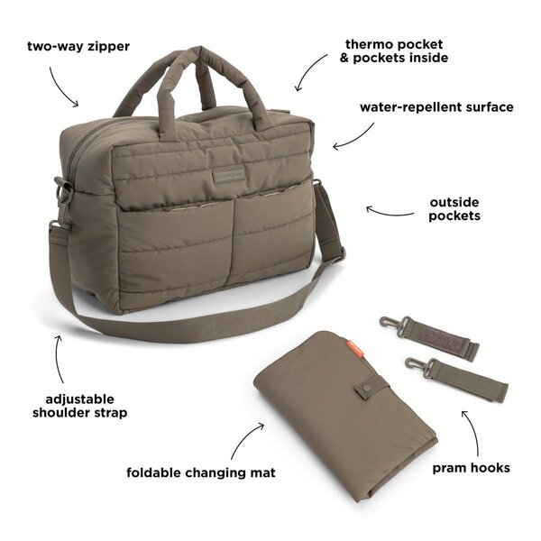 Done by Deer Quilted changing bag Taupe - Done by Deer