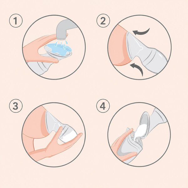 BabyOno Silicone breast pump collector Beige - BabyOno