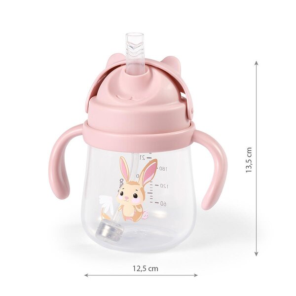 BabyOno kõrre ja raskusega joogipudel 270ml, Pink - BabyOno
