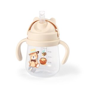 BabyOno kõrrega ja raskusega joogipudel 270ml, Beige - BabyOno